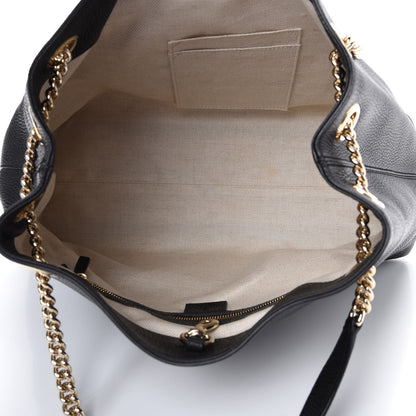 Gucci Pebbled Calfskin Medium Soho Chain Shoulder Bag Black 4 of 9
