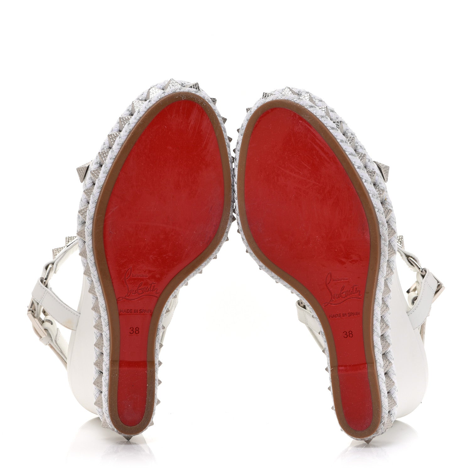 Christian Louboutin Nappa Pyraclou 110 Wedge Sandals 38 White 6 of 16