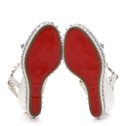Christian Louboutin Nappa Pyraclou 110 Wedge Sandals 38 White 6 of 16