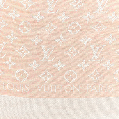 Louis Vuitton Silk Wool Monogram Denim Shawl Rose 2 of 3