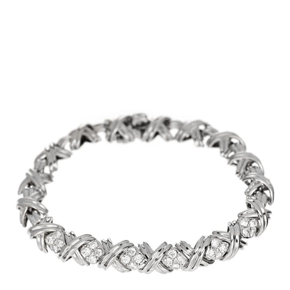 Tiffany 18K White Gold Diamond Signature X Link Bracelet 1 of 4