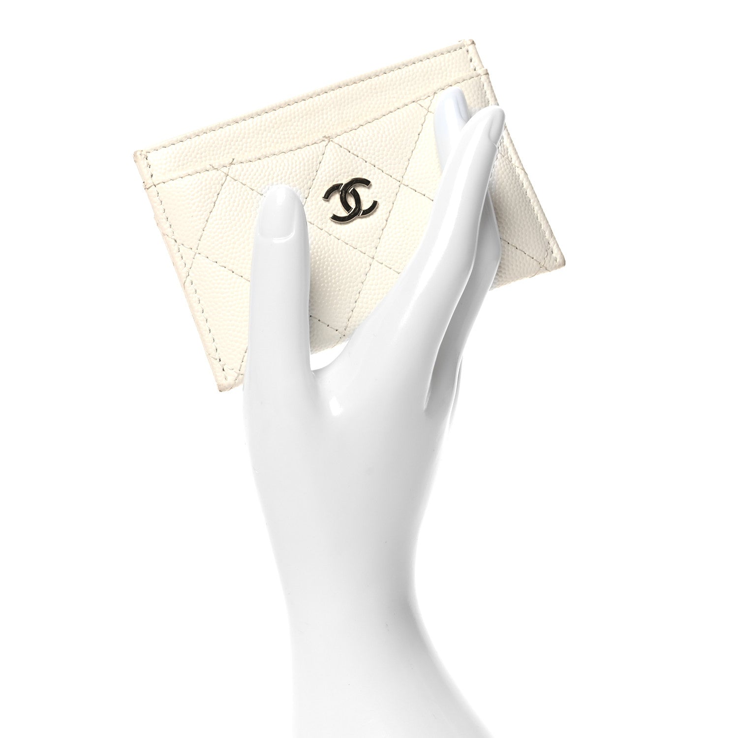 Chanel Caviar Quilted Card Holder White 2 of 10