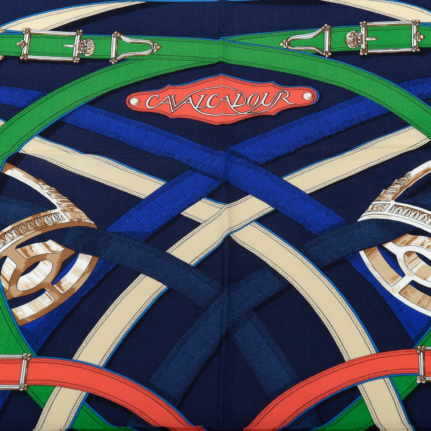 Hermes Cashmere Silk Cavalcadour Shawl 140 Marine Vert Multicolore 2 of 6