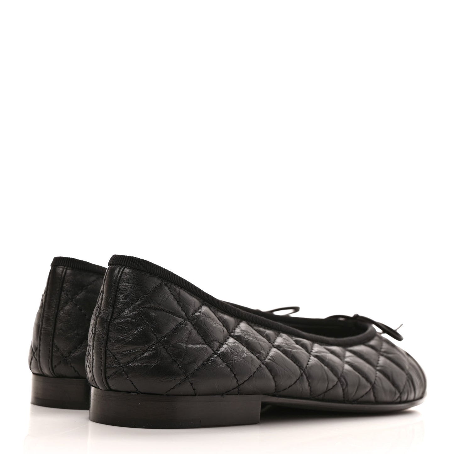 Aged Calfskin Quilted CC Cap Toe Ballerina Flats 41 Black