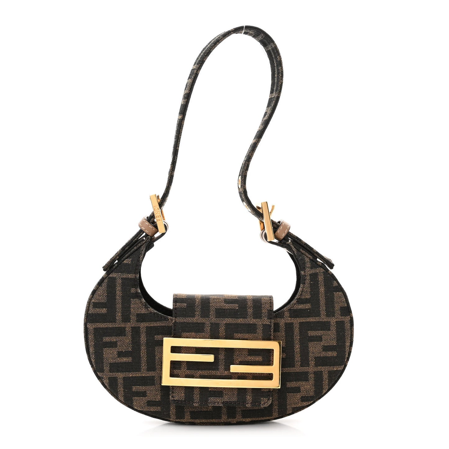 Fabric Jacquard FF 1974 Mini Cookie Hobo Bag Tobacco Moro