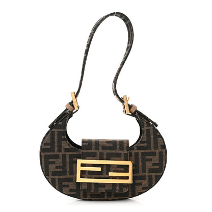Fendi Fabric Jacquard FF 1974 Mini Cookie Hobo Bag Tobacco Moro 1 of 11