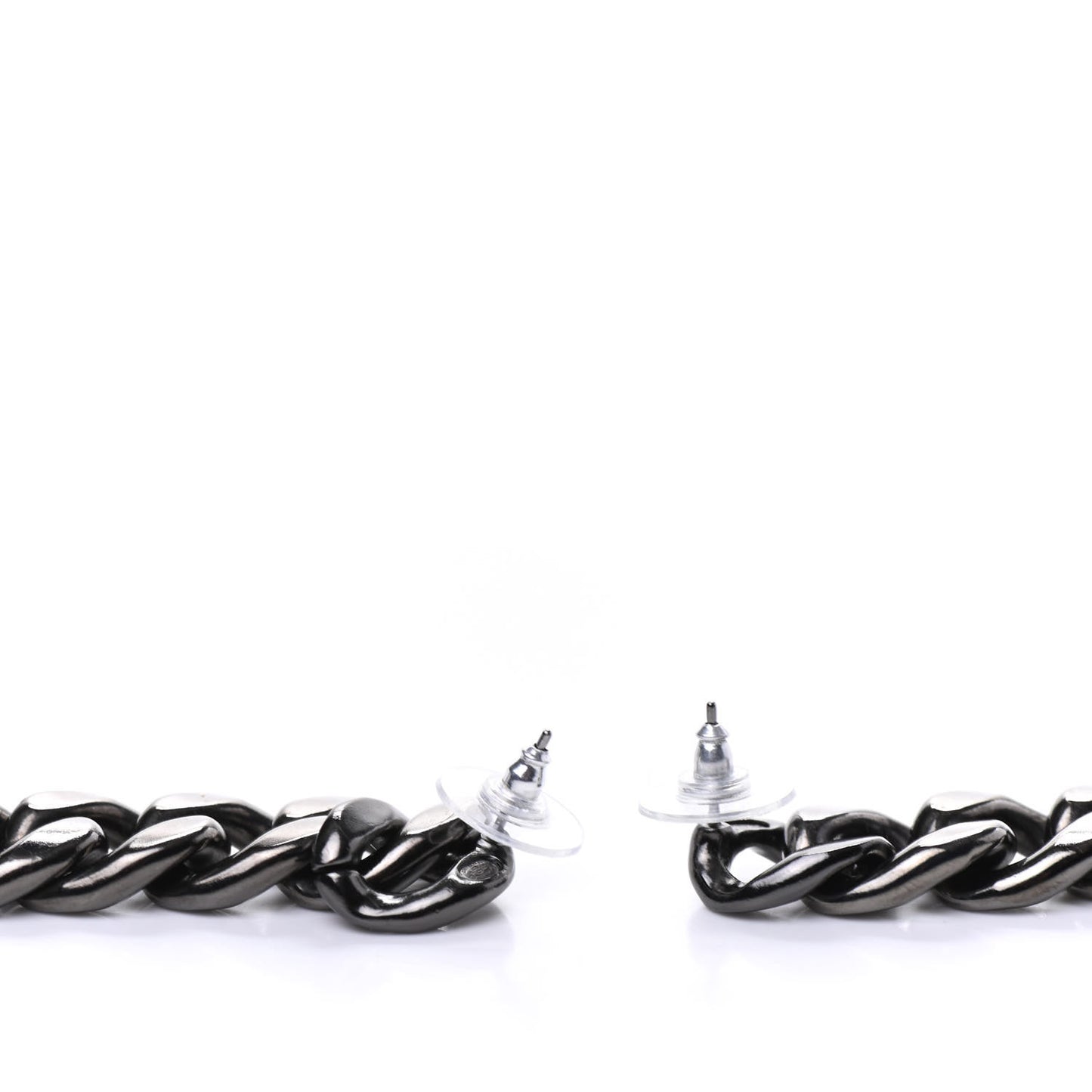 Metal CC Pick Drop Earrings Ruthenium