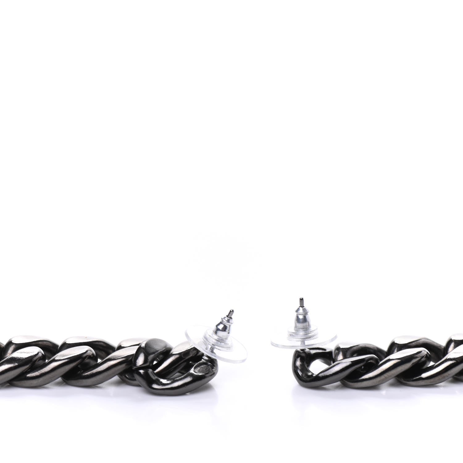 Chanel Metal CC Pick Drop Earrings Ruthenium 3 of 5
