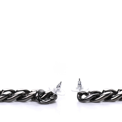 Chanel Metal CC Pick Drop Earrings Ruthenium 3 of 5
