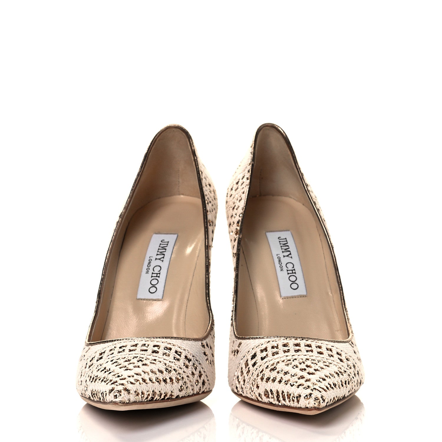 Jimmy Choo Metallic Crochet Glitter Abel 100 Pumps 41 Off White 2 of 8
