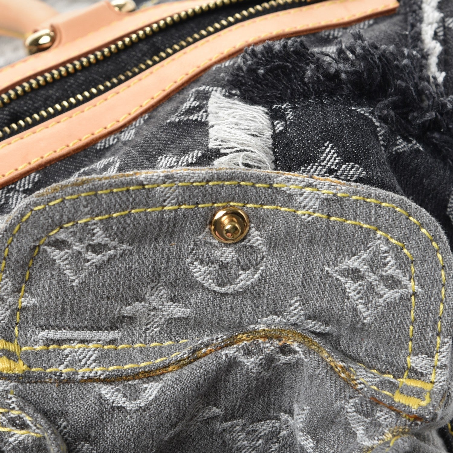 Louis Vuitton Denim Patchwork Cabby Tote Grey 11 of 11