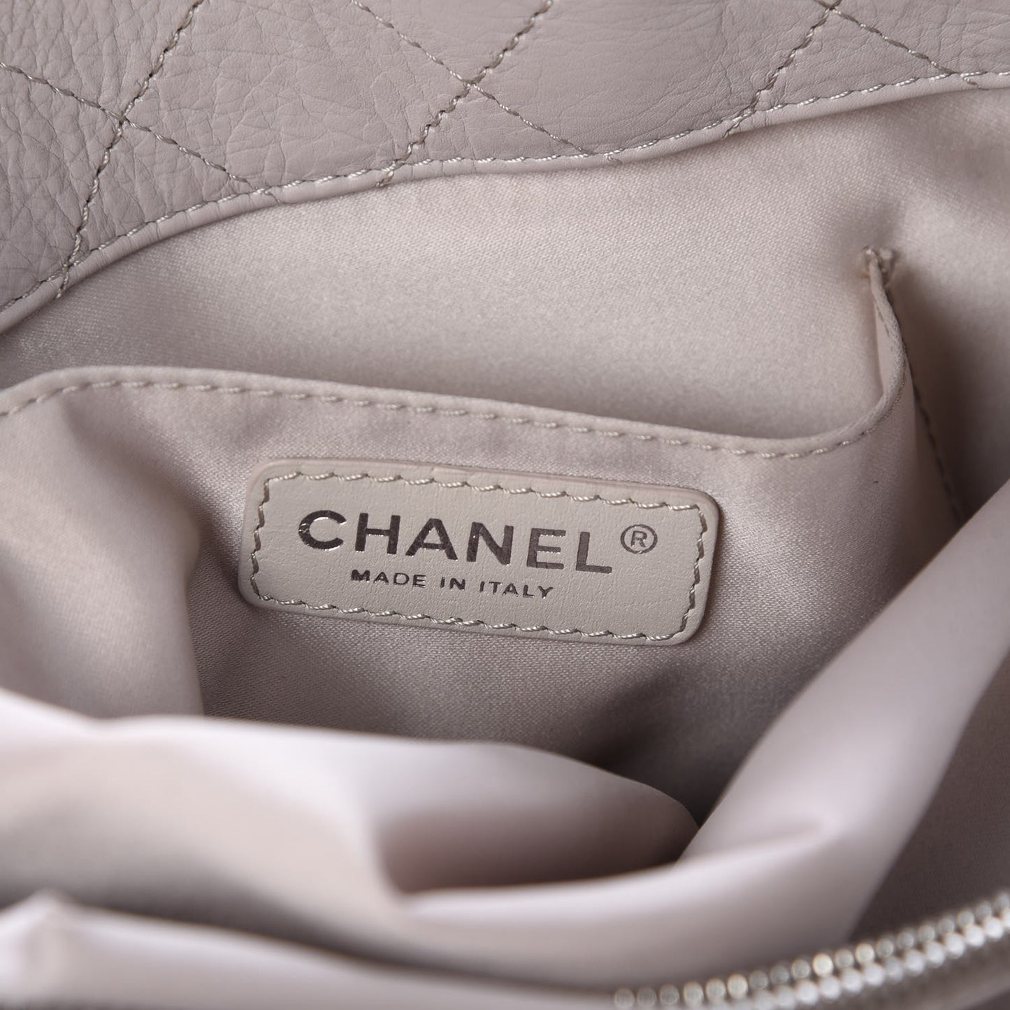 Calfskin Quilted Large Chic and Soft Shopping Tote Light Beige