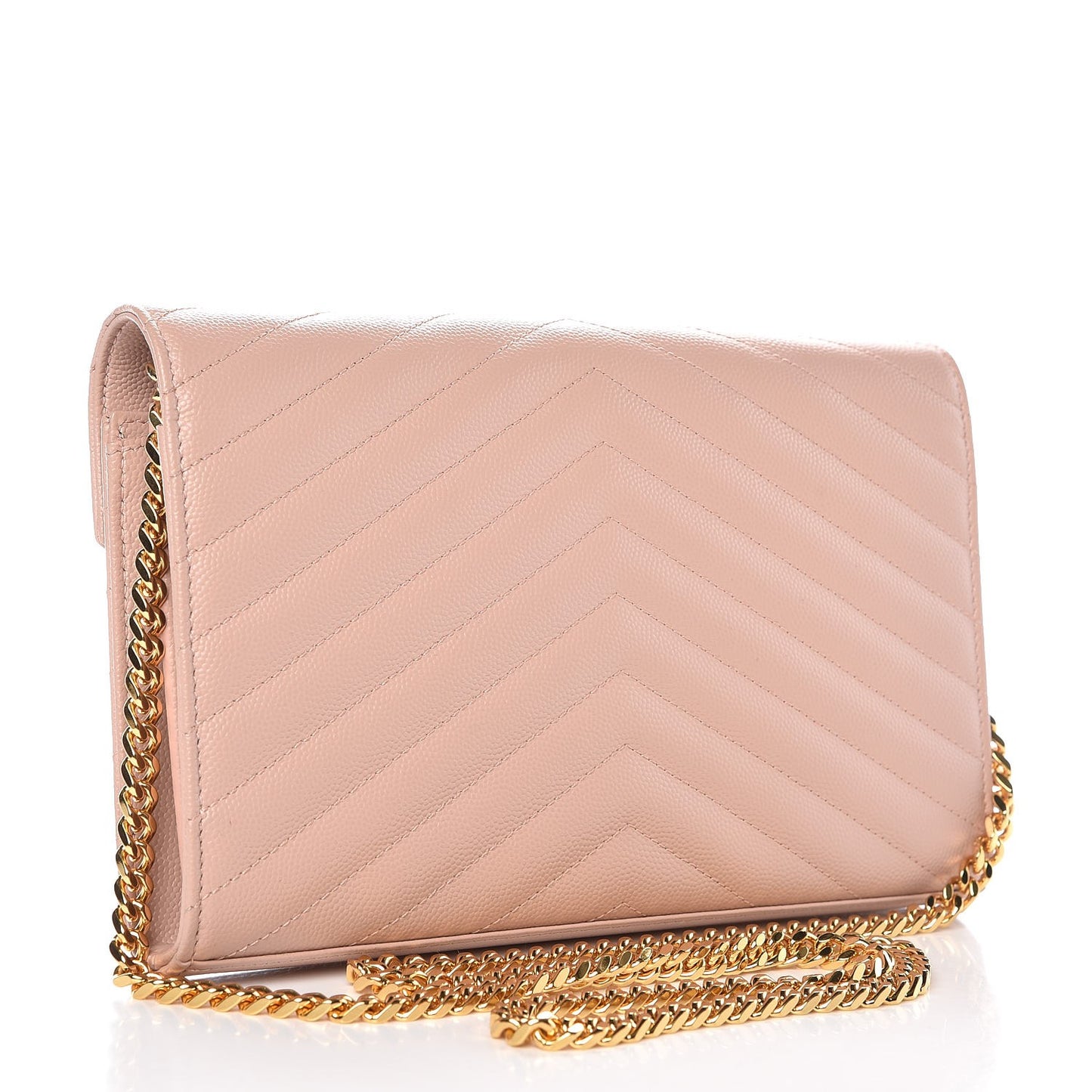 Grain De Poudre Matelasse Chevron Monogram Chain Wallet Pale Pink