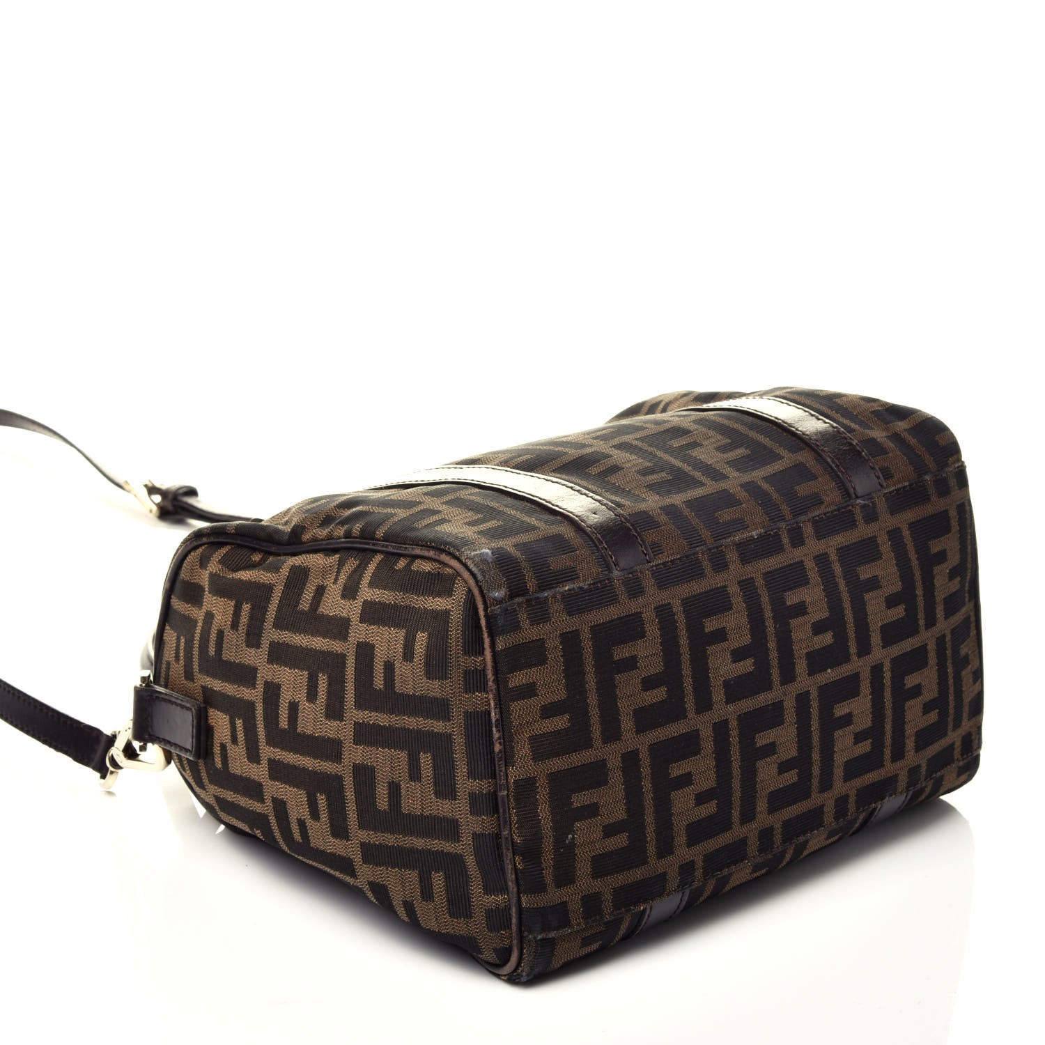 Fendi Zucca Cuoio Lucido Mini Boston Satchel Tobacco Moro 5 of 10