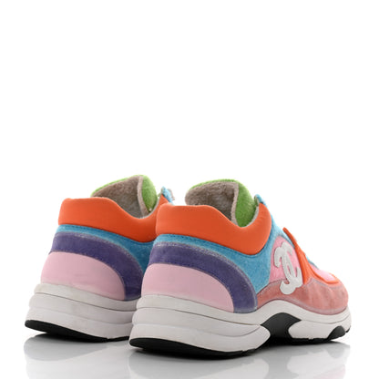 Chanel Fabric Suede Calfskin CC Sneakers 39 White Multicolor 4 of 9