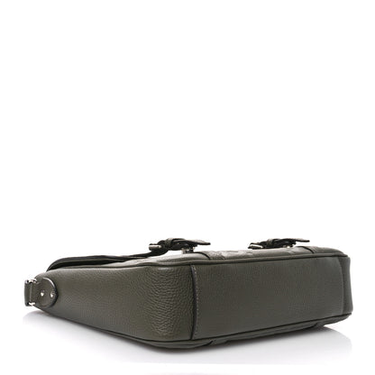 Gucci Calfskin Jumbo GG Embossed Double Buckle Medium Messenger Bag Dark Vintage Olive 4 of 11
