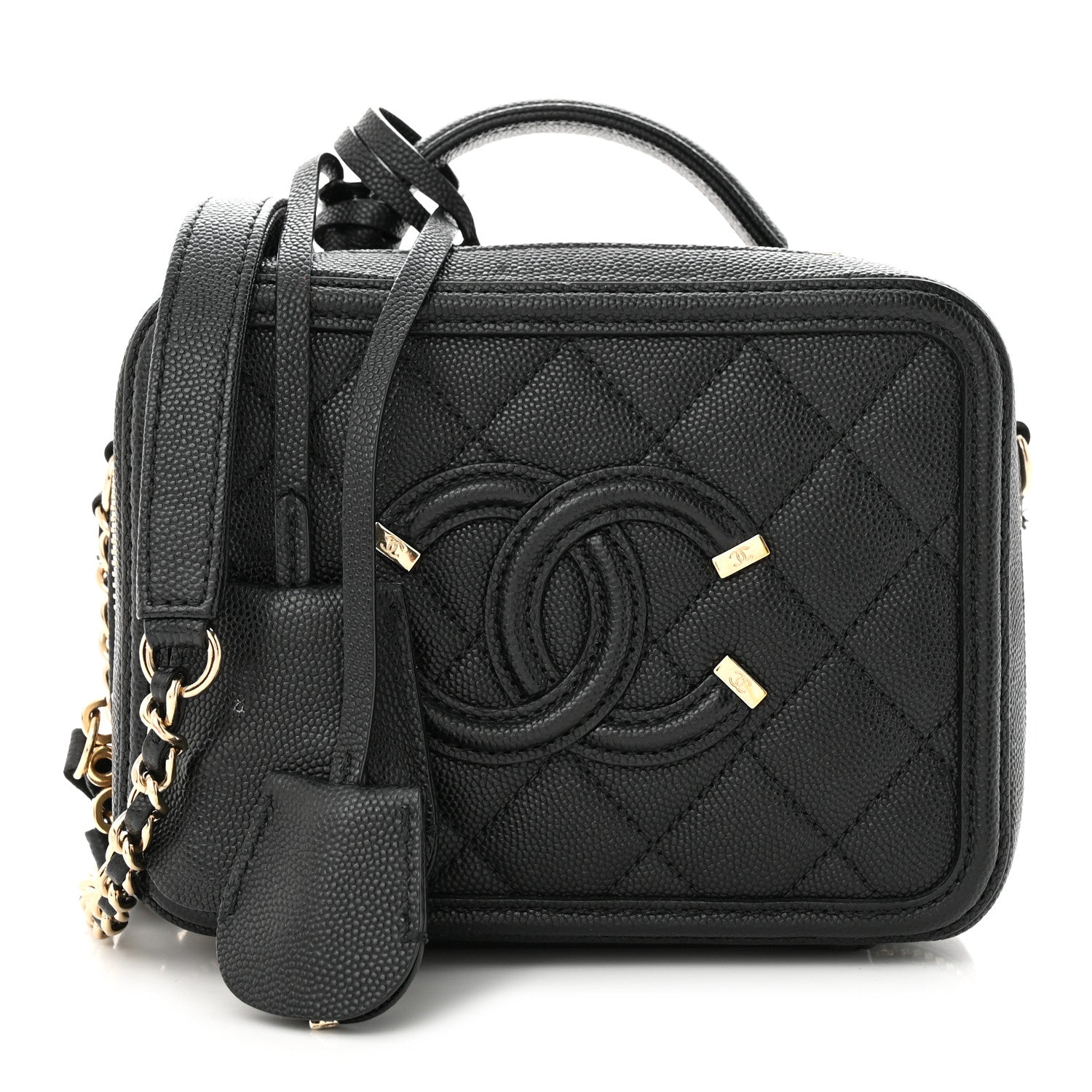 Chanel Caviar Quilted Small CC Filigree Vanity Case Black 1 of 12