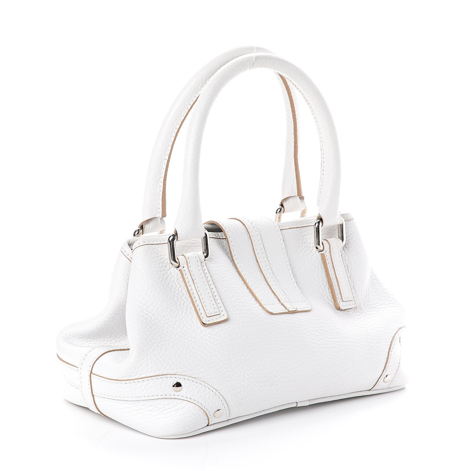 Burberry Grainy Calfskin Top Handle Bag White 2 of 8