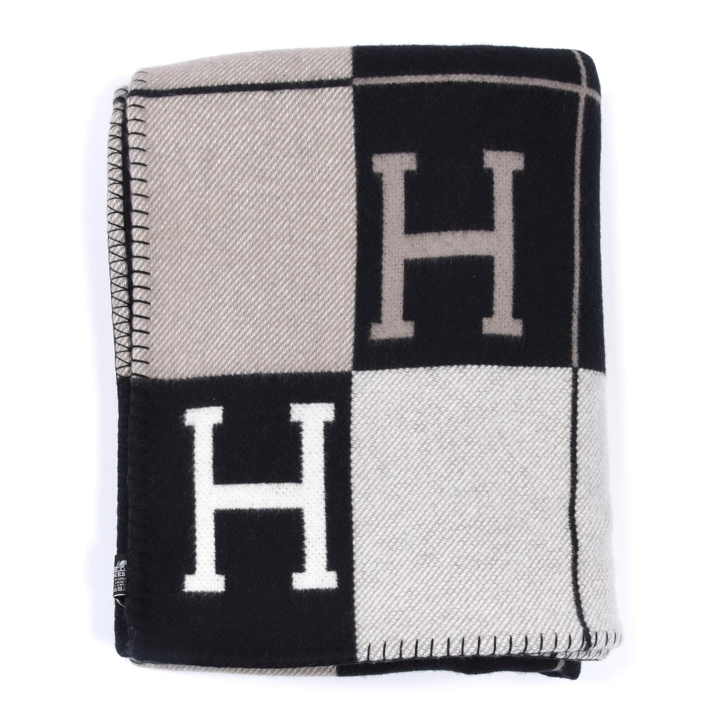 Wool Cashmere Avalon III Blanket Ecru Black