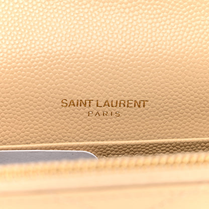 Saint Laurent Grain De Poudre Matelasse Chevron Monogram Envelope Chain Wallet Nude Powder 7 of 11