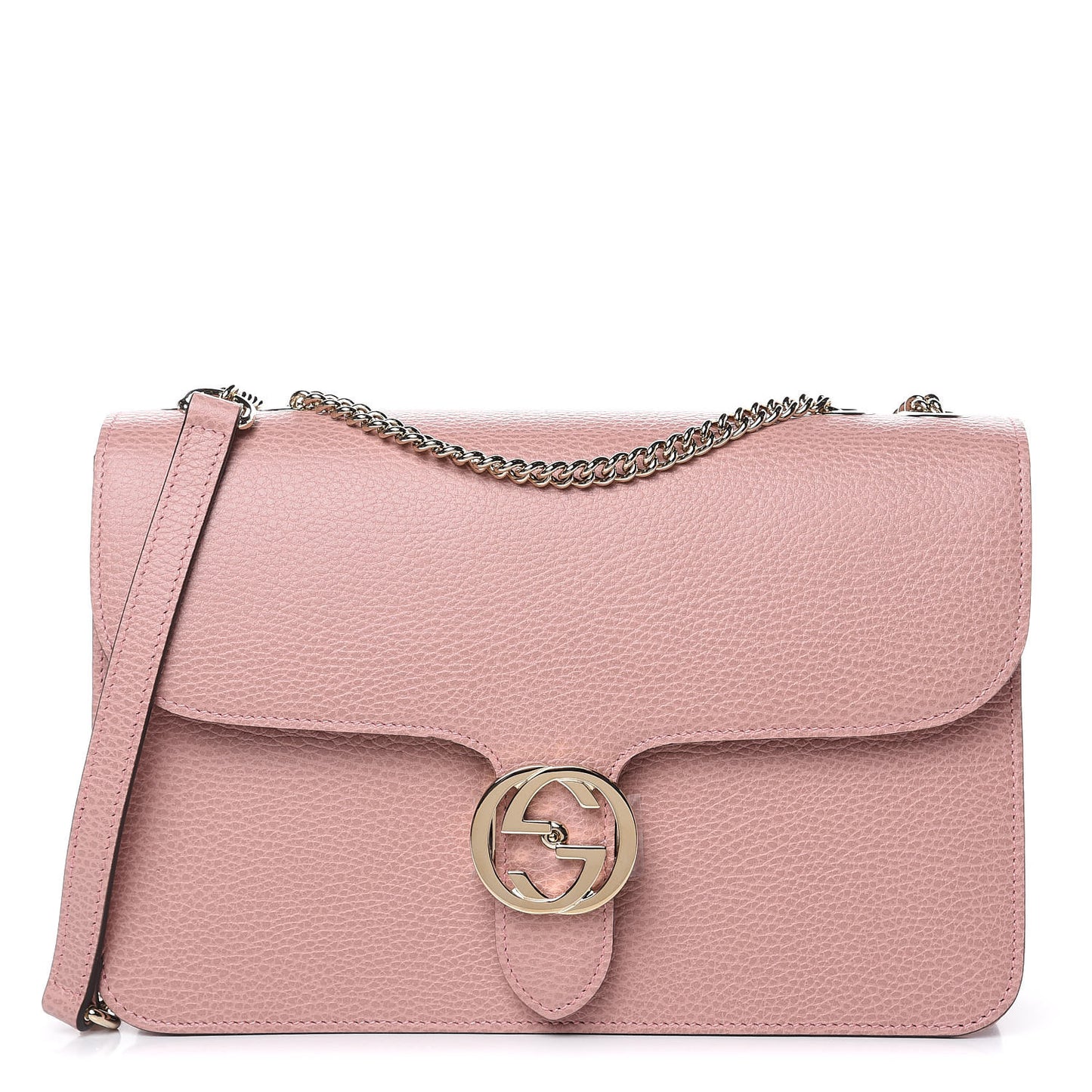 Dollar Calfskin Interlocking G Shoulder Bag Soft Pink