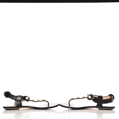 Gucci Nappa Willow Pearl Thong Sandals 39.5 Black 6 of 16