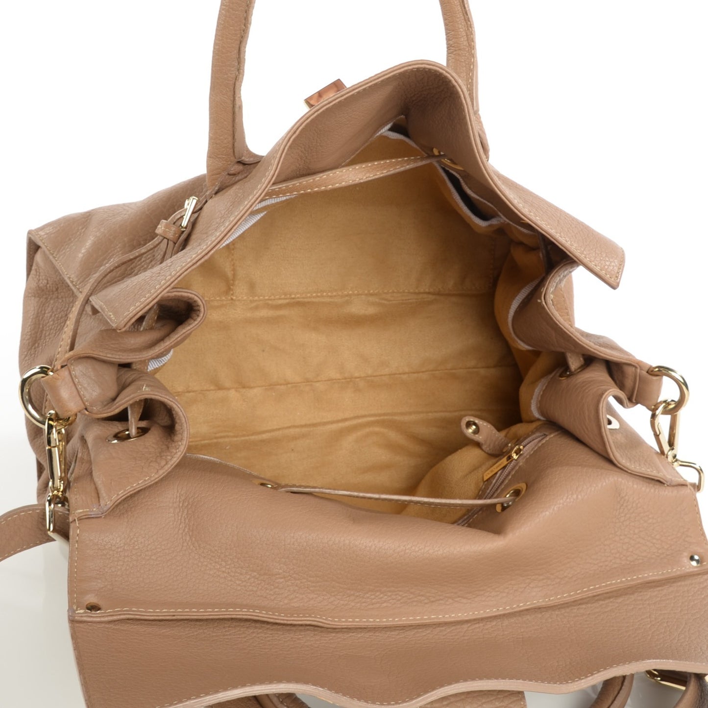 Grainy Calf Large Rosalie Satchel Nude