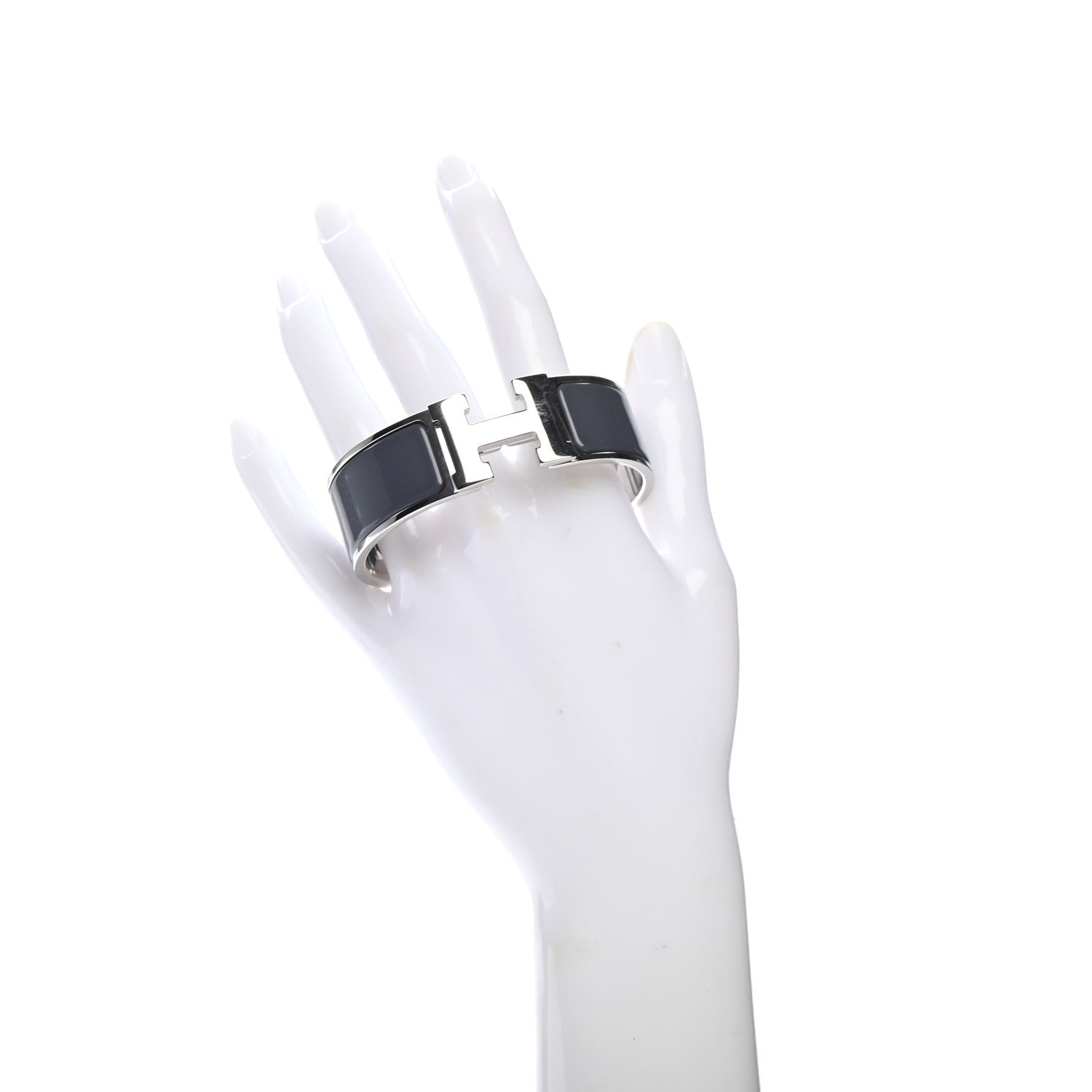Hermes Enamel Wide Clic Clac H Bracelet GM Ardoise 2 of 4