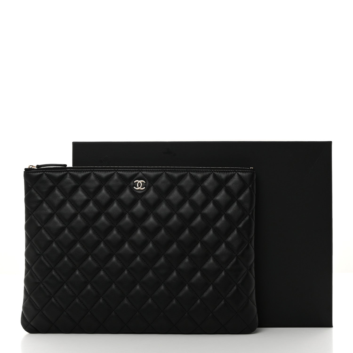 Chanel Lambskin Quilted Large Cosmetic Case Black 8 of 8