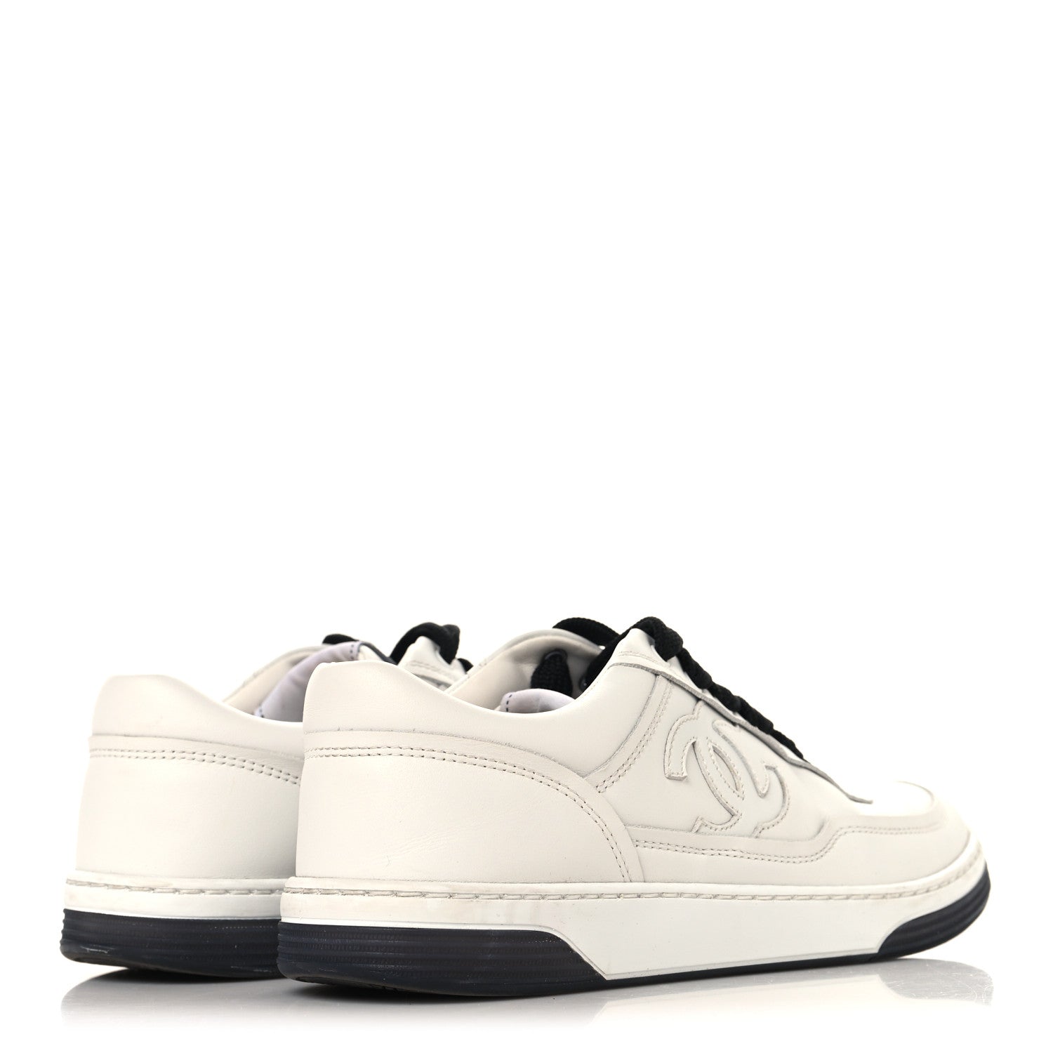 Chanel Calfskin CC Womens Sneakers 36 White Black 5 of 9