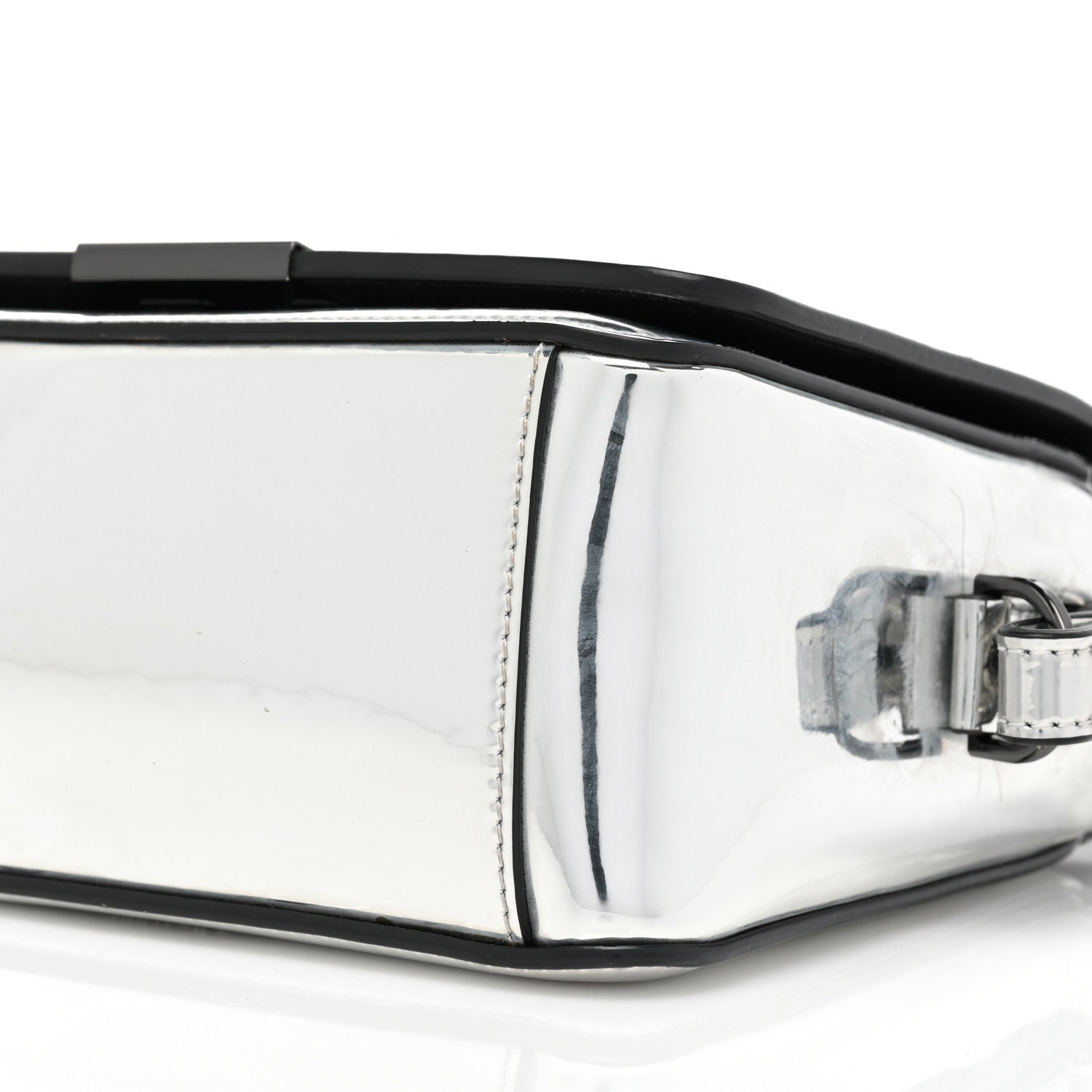 Off-White Patent Mirror Binder Clip Bag Silver 7 of 11