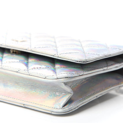 Chanel Iridescent Goatskin Quilted Wallet On Chain WOC Silver 7 of 12