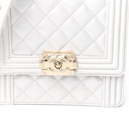 Chanel Calfskin Quilted North South Boy Flap Grey 8 of 9