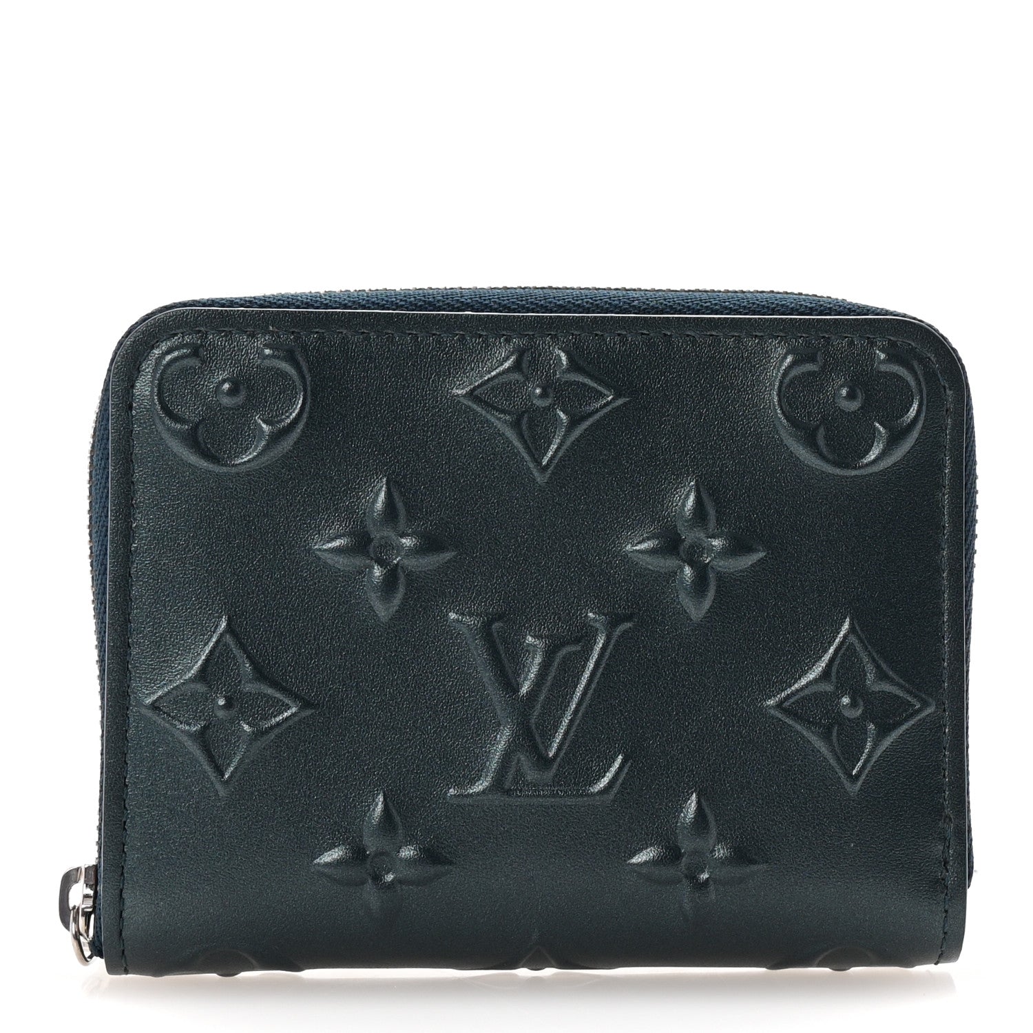 Louis Vuitton Calfskin Debossed Monogram Zippy Coin Purse Blue 1 of 6