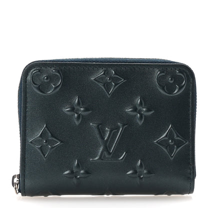 Louis Vuitton Calfskin Debossed Monogram Zippy Coin Purse Blue 1 of 6