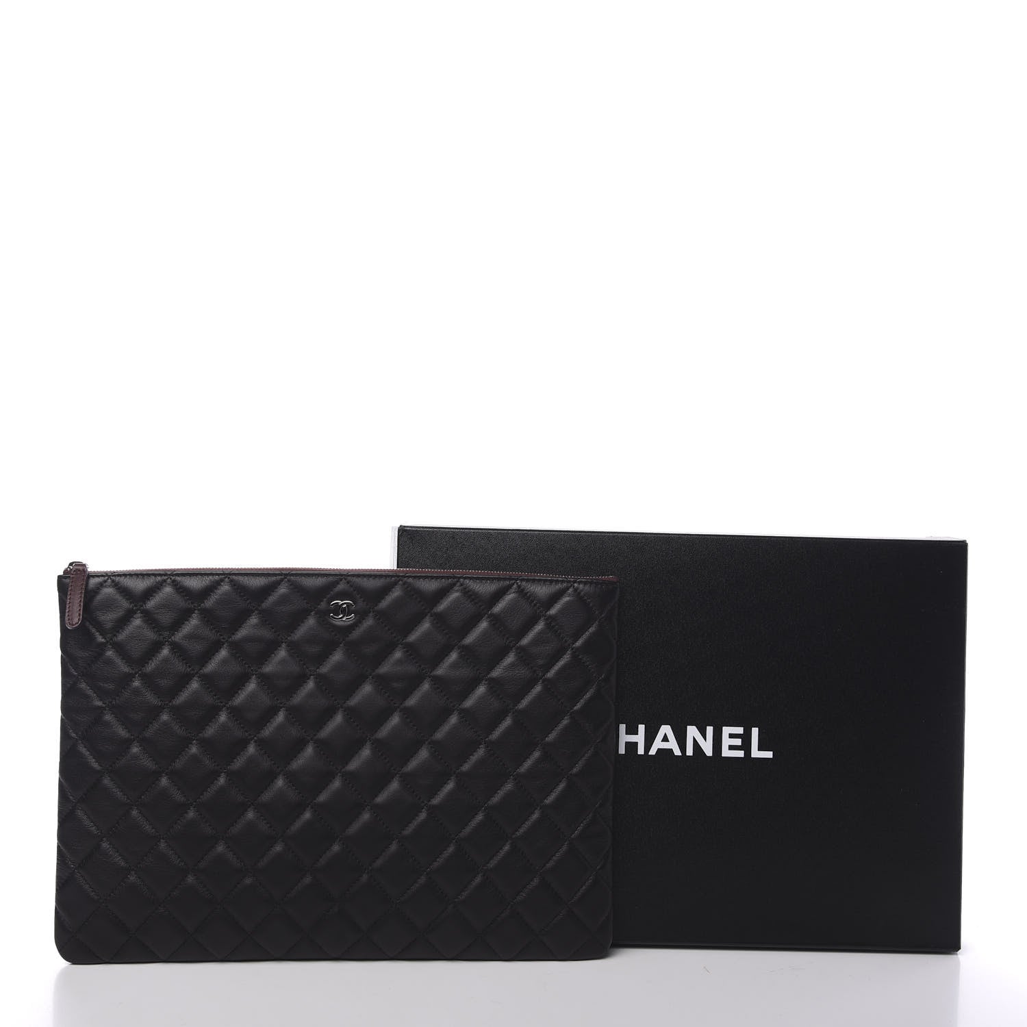Chanel Lambskin Quilted Large Cosmetic Case Black 8 of 8