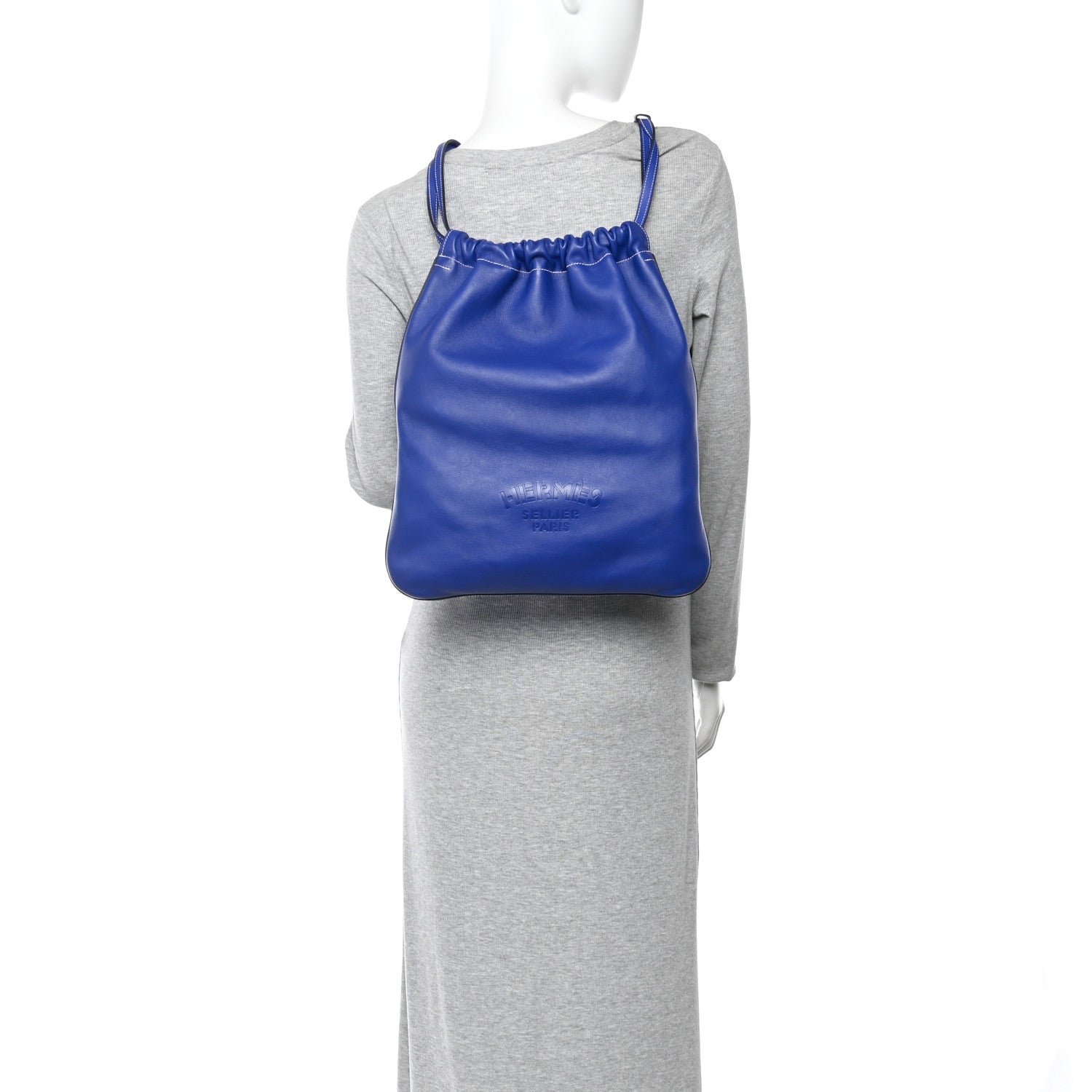 Hermes Cheri Calfskin Bridado Backpack Bleu Electrique 2 of 9