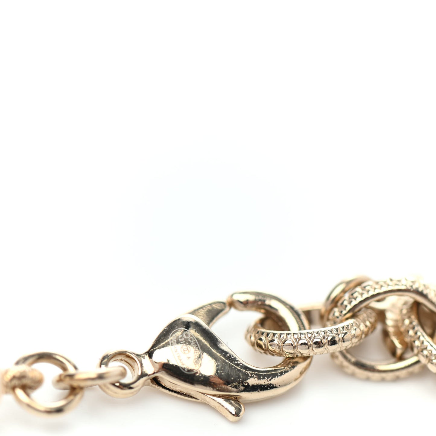 Pearl Crystal Chain CC Necklace Gold