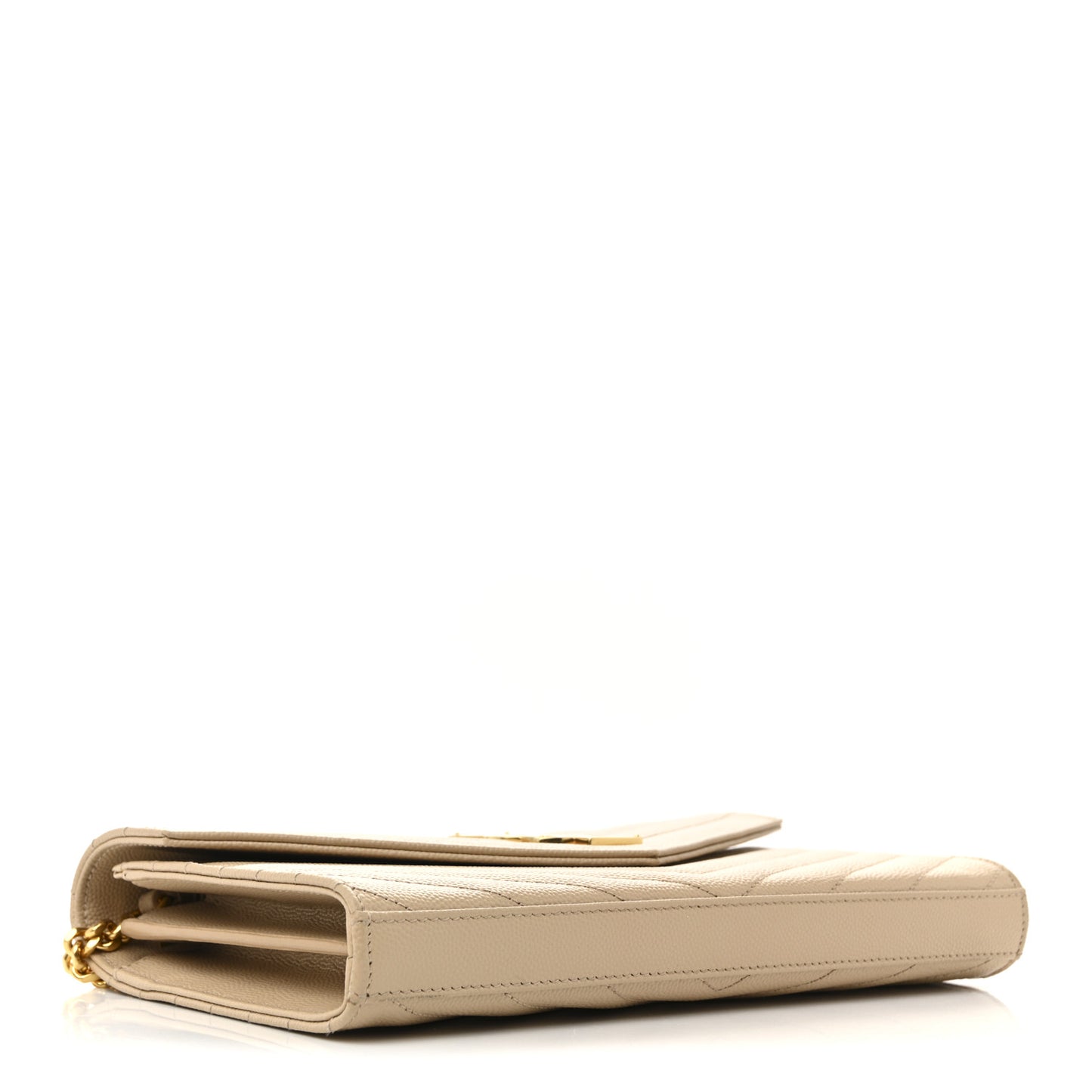 Grain De Poudre Matelasse Chevron Monogram Chain Wallet Nude Powder