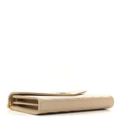 Saint Laurent Grain De Poudre Matelasse Chevron Monogram Chain Wallet Nude Powder 4 of 14