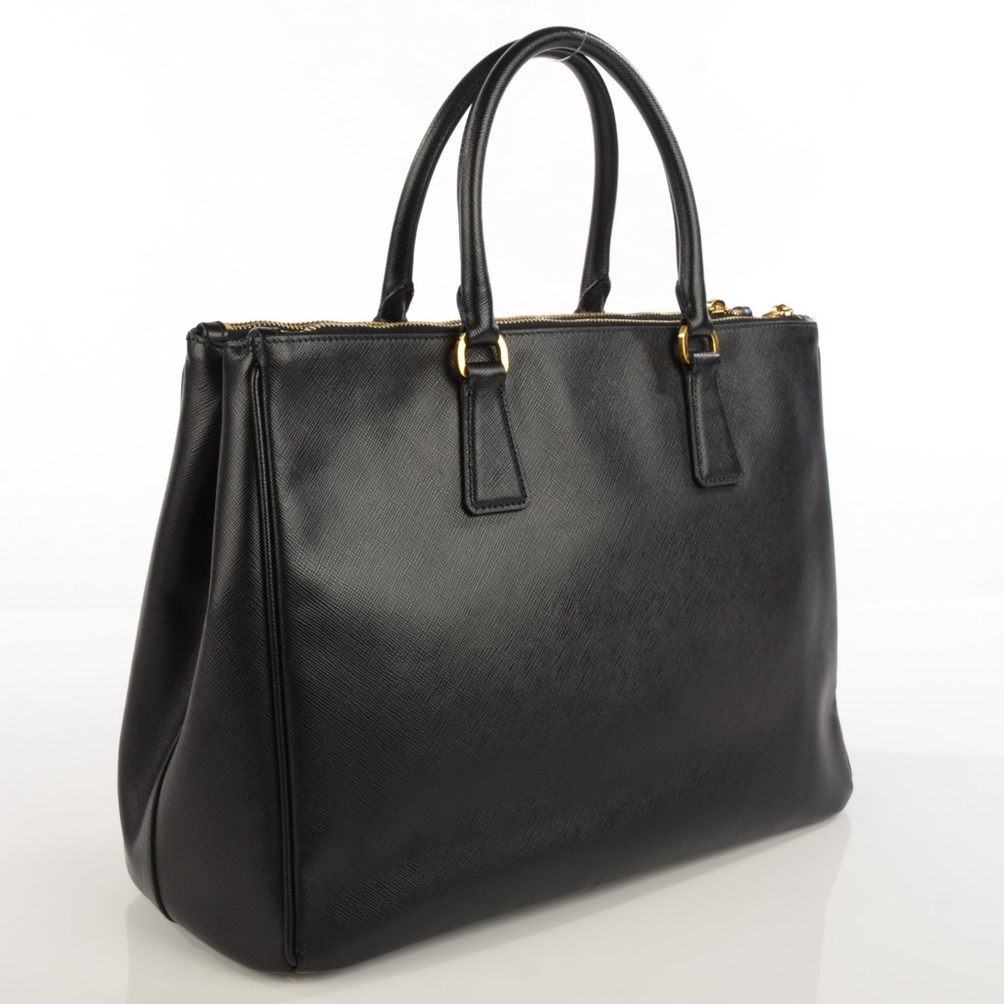 Saffiano Large Galleria Double Zip Tote Black