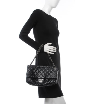 Chanel Crackled Calfskin Quilted Large Flap Black 2 of 8