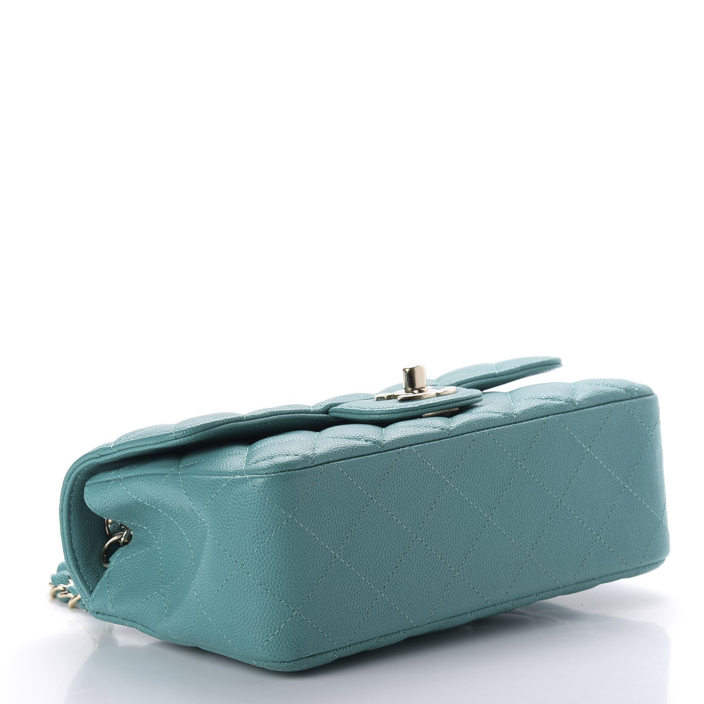 Caviar Quilted Mini Rectangular Flap Turquoise