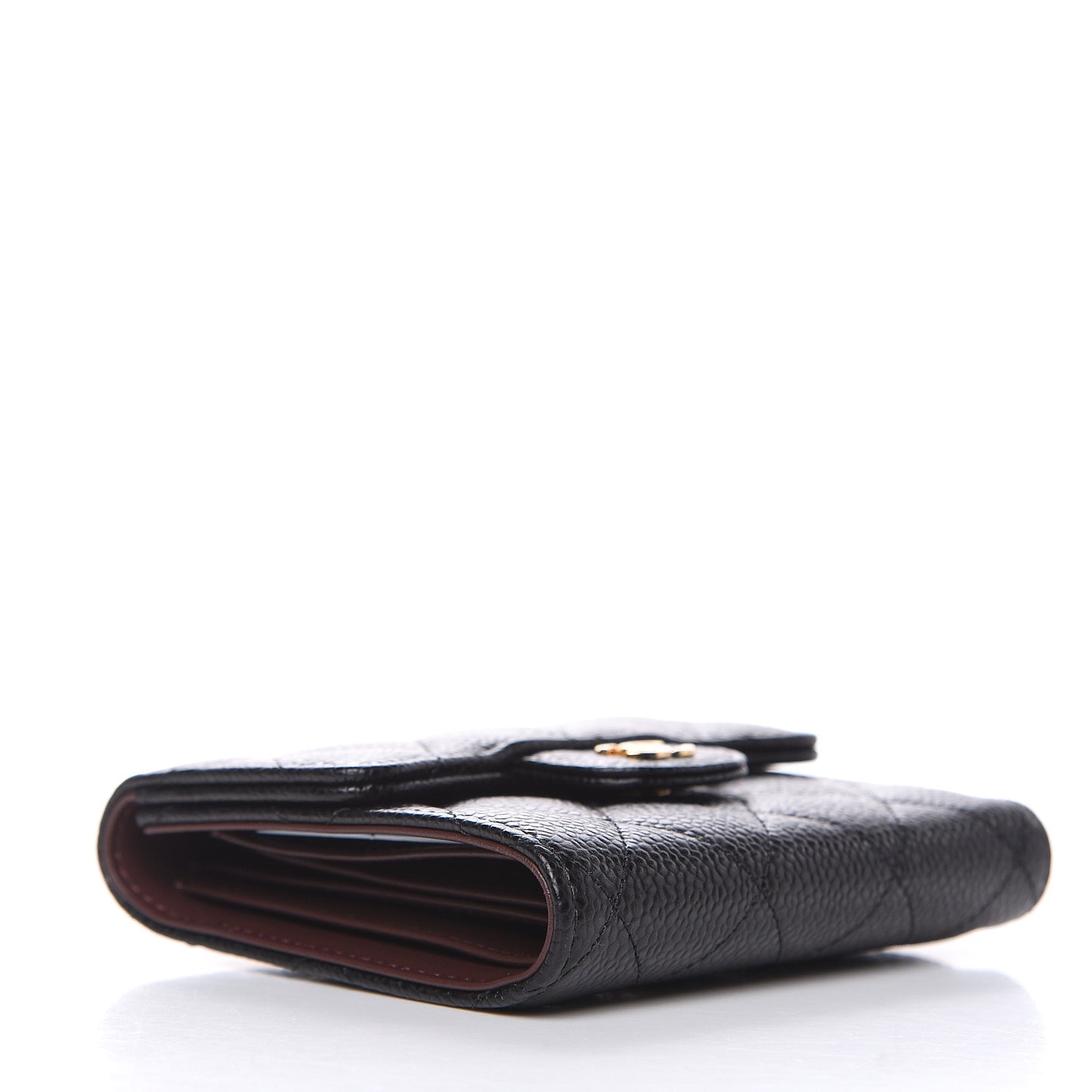 Caviar Quilted Compact Flap Wallet Black