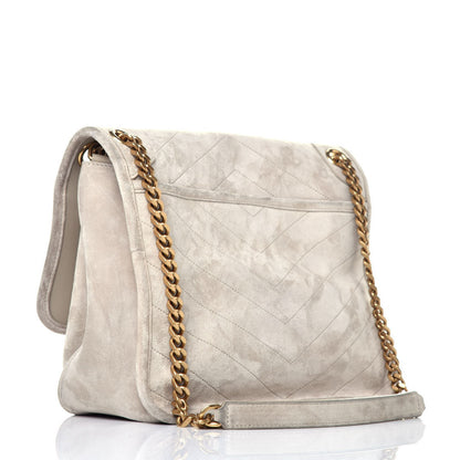 Saint Laurent Suede Monogram Medium Niki Chain Satchel Light Beige 3 of 9