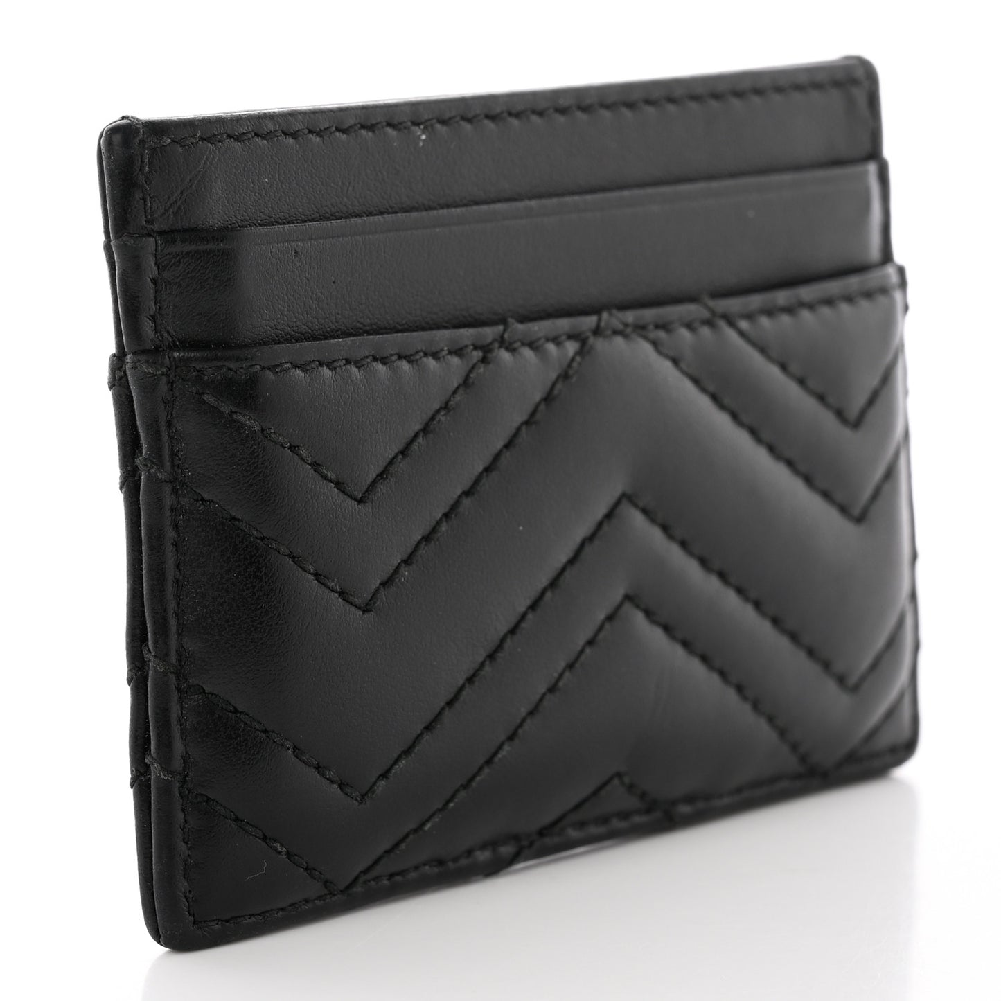 Calfskin Matelasse GG Marmont Card Holder Black