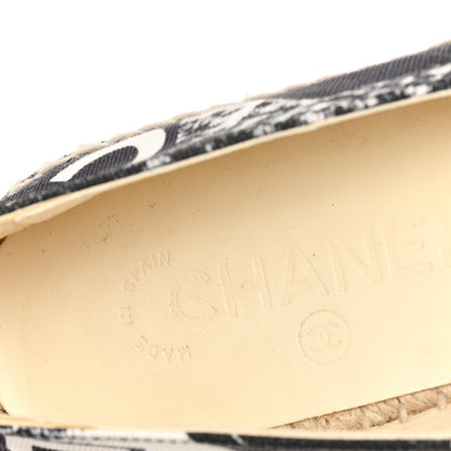 Chanel Printed Canvas Grosgrain 31 Rue Cambon Espadrilles 37 Black White 8 of 9