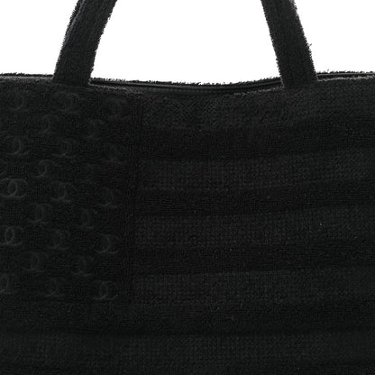 Chanel Terry Cotton Flag CC Beach Tote Towel Set Black 9 of 12