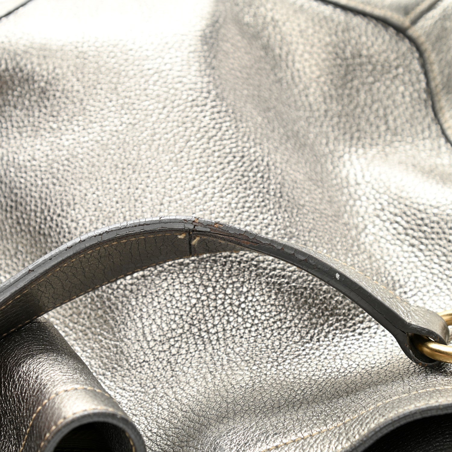 Prada Metallic Vitello Daino Side Pocket Tote Bag Acciaio 11 of 14