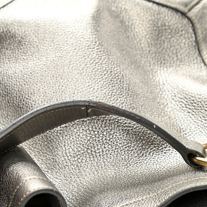 Prada Metallic Vitello Daino Side Pocket Tote Bag Acciaio 11 of 14